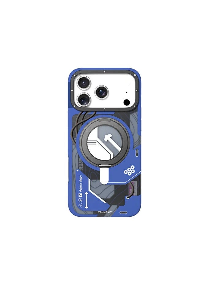 YOUNG KIT Youngkit StarShip Series Magnetic Rotating Stand Model For iPhone 17 Pro - Blue Blade - Image 1